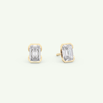1 TCW Emerald Half Bezel Lab-Grown Diamond Stud Earrings 1