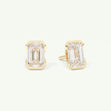 1 TCW Emerald Half Bezel Lab-Grown Diamond Stud Earrings