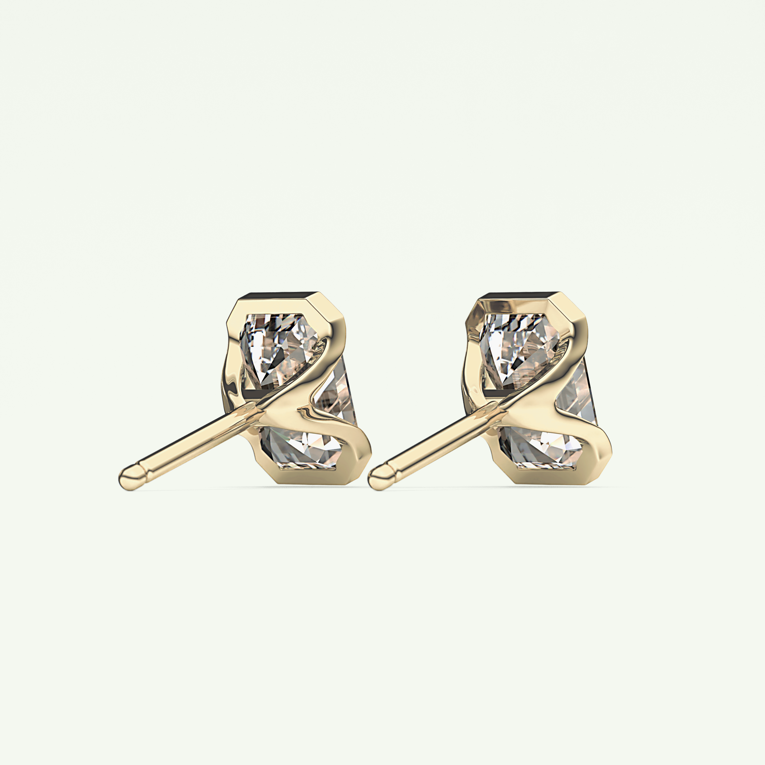 1 TCW Emerald Half Bezel Lab-Grown Diamond Stud Earrings 2