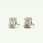 1 TCW Emerald Half Bezel Lab-Grown Diamond Stud Earrings 3