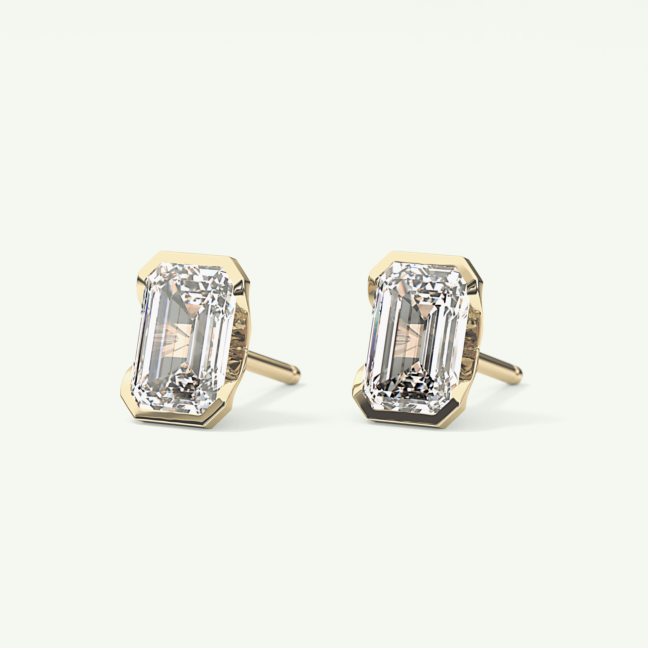 1 TCW Emerald Half Bezel Lab-Grown Diamond Stud Earrings 3
