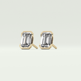 1 TCW Emerald Half Bezel Lab-Grown Diamond Stud Earrings 4