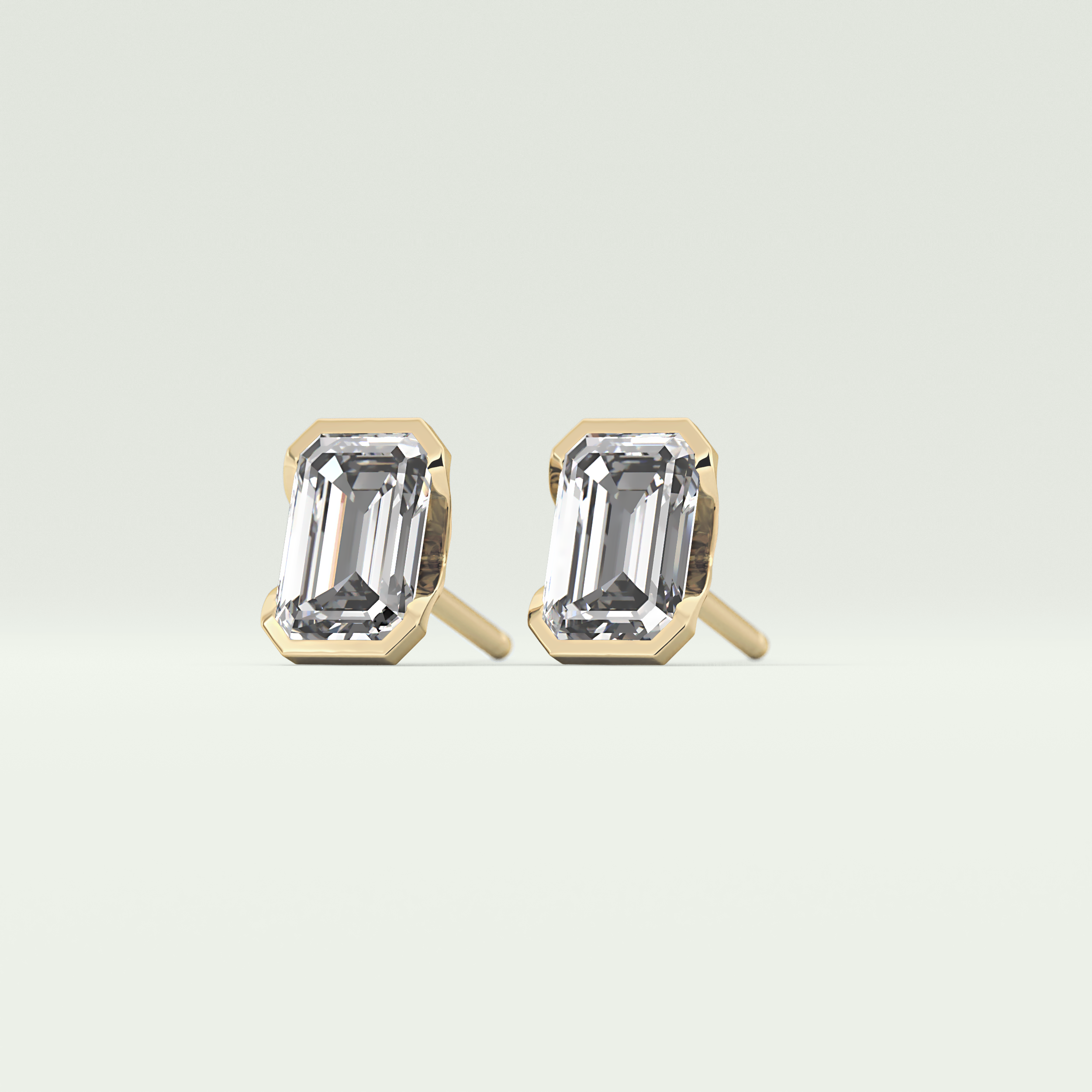 1 TCW Emerald Half Bezel Lab-Grown Diamond Stud Earrings 4