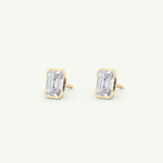 1 TCW Emerald Half Bezel Lab-Grown Diamond Stud Earrings 6