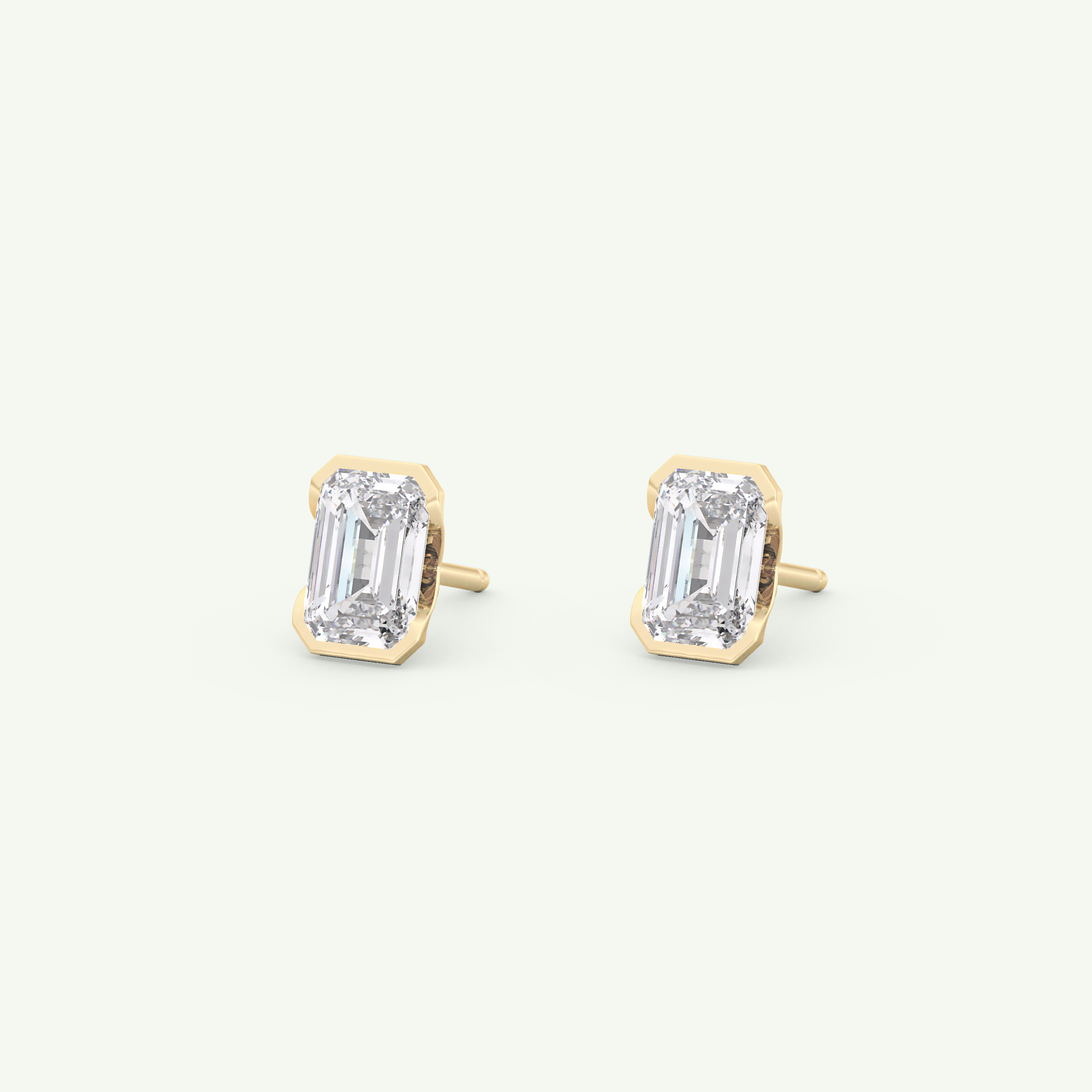 1 TCW Emerald Half Bezel Lab-Grown Diamond Stud Earrings 6