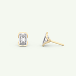 1 TCW Emerald Half Bezel Lab-Grown Diamond Stud Earrings 7