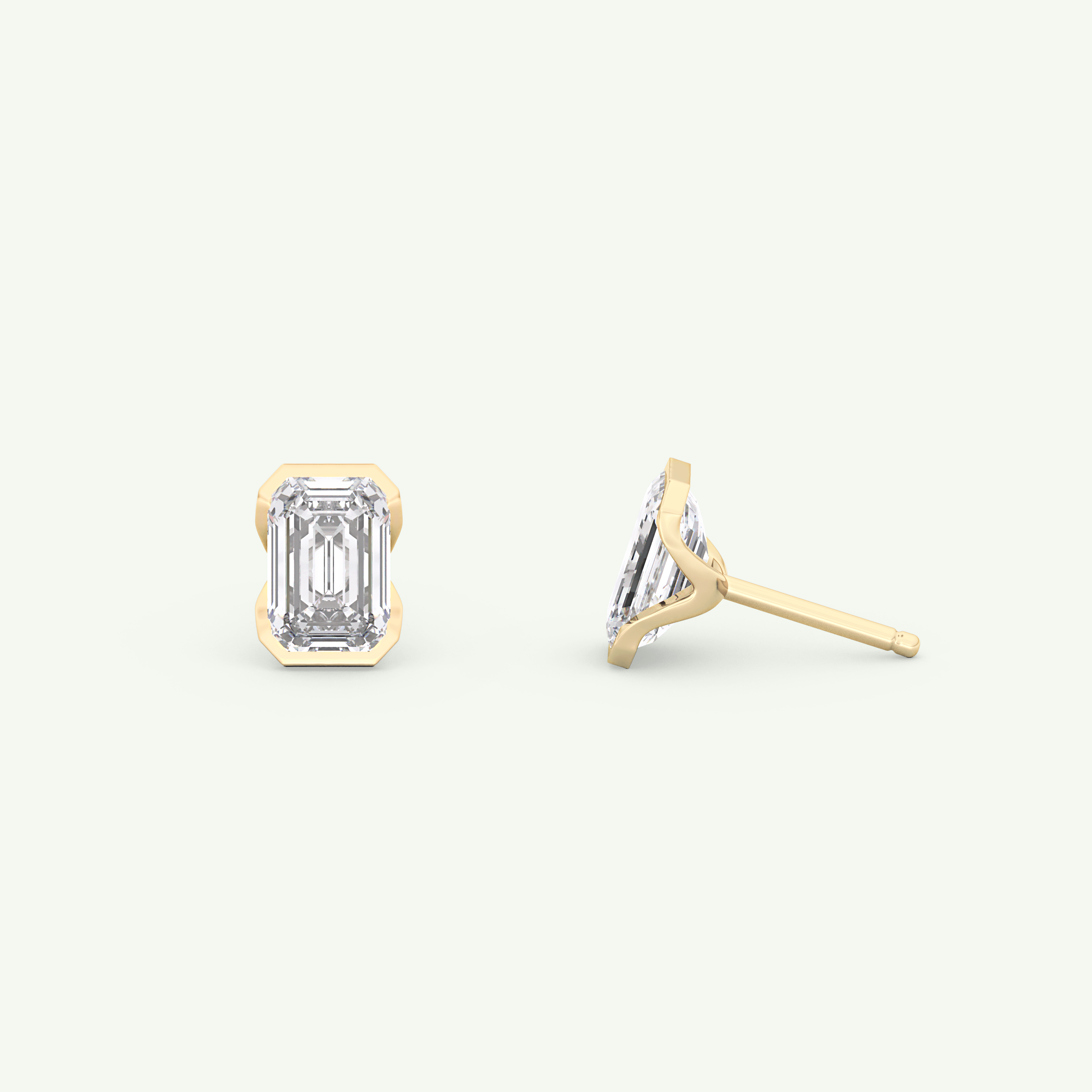 1 TCW Emerald Half Bezel Lab-Grown Diamond Stud Earrings 7