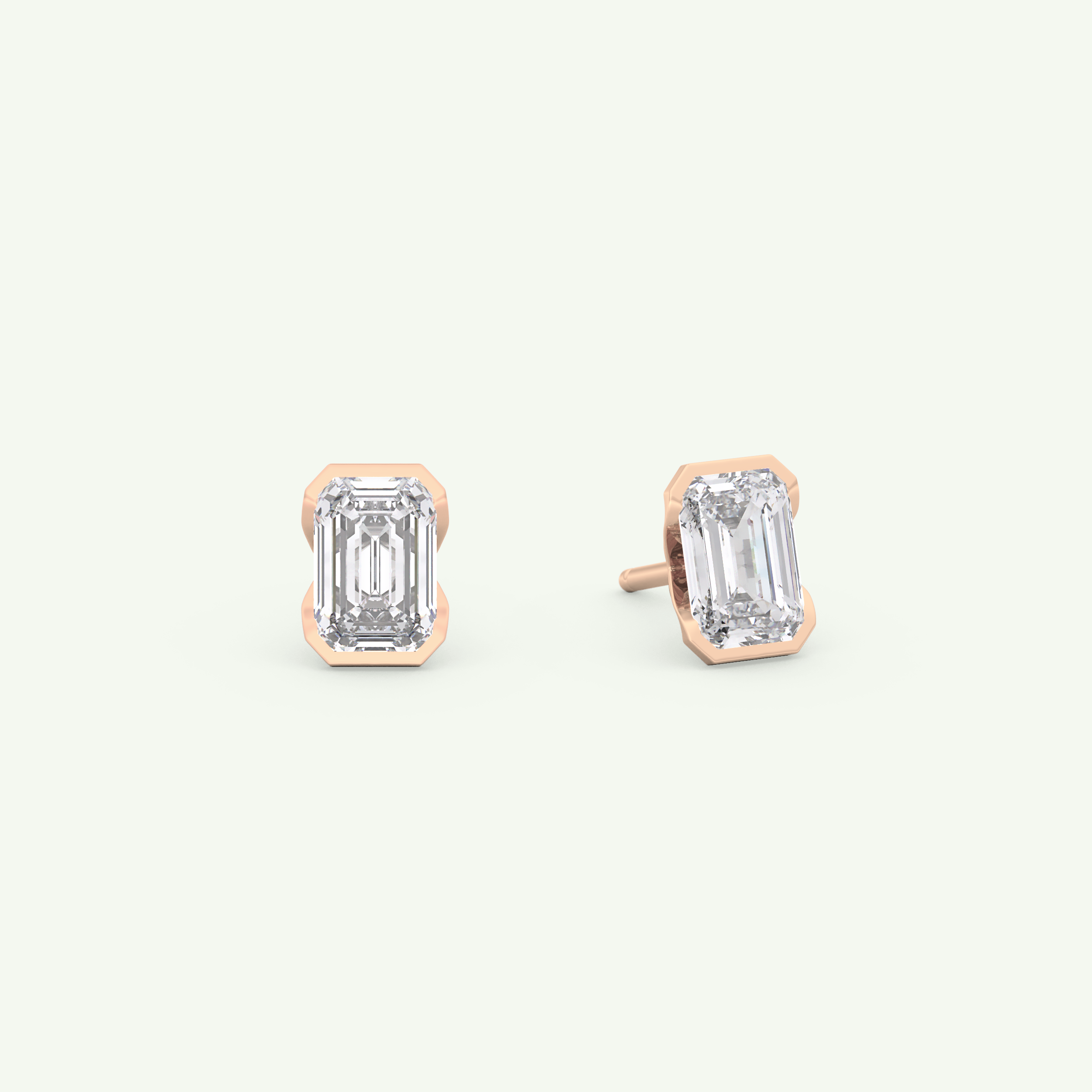 1 TCW Emerald Half Bezel Lab-Grown Diamond Stud Earrings 8