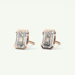 1 TCW Emerald Half Bezel Lab-Grown Diamond Stud Earrings 10