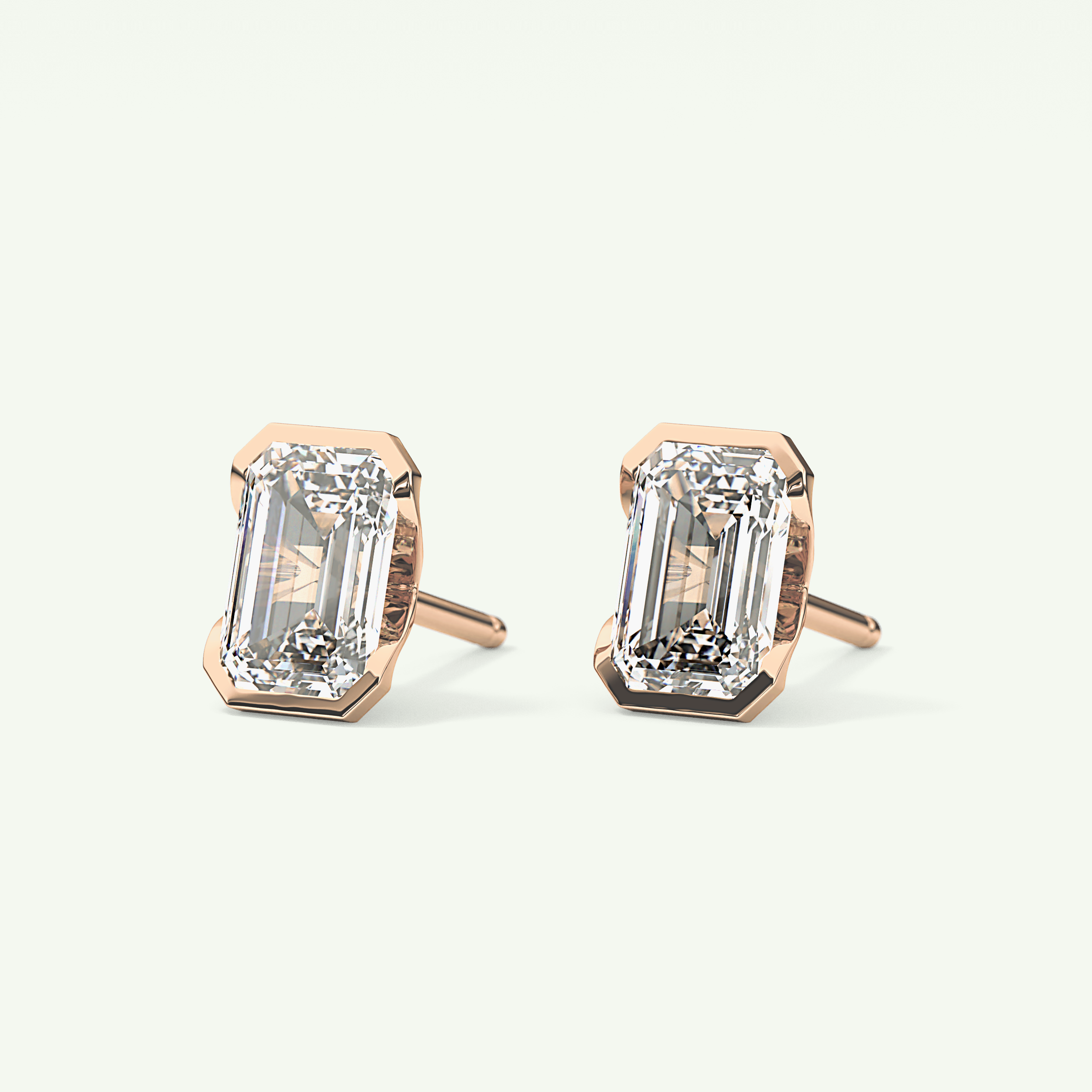 1 TCW Emerald Half Bezel Lab-Grown Diamond Stud Earrings 10