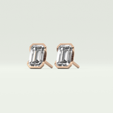 1 TCW Emerald Half Bezel Lab-Grown Diamond Stud Earrings 11