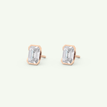 1 TCW Emerald Half Bezel Lab-Grown Diamond Stud Earrings 13