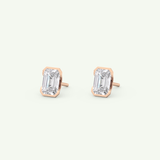 1 TCW Emerald Half Bezel Lab-Grown Diamond Stud Earrings 13