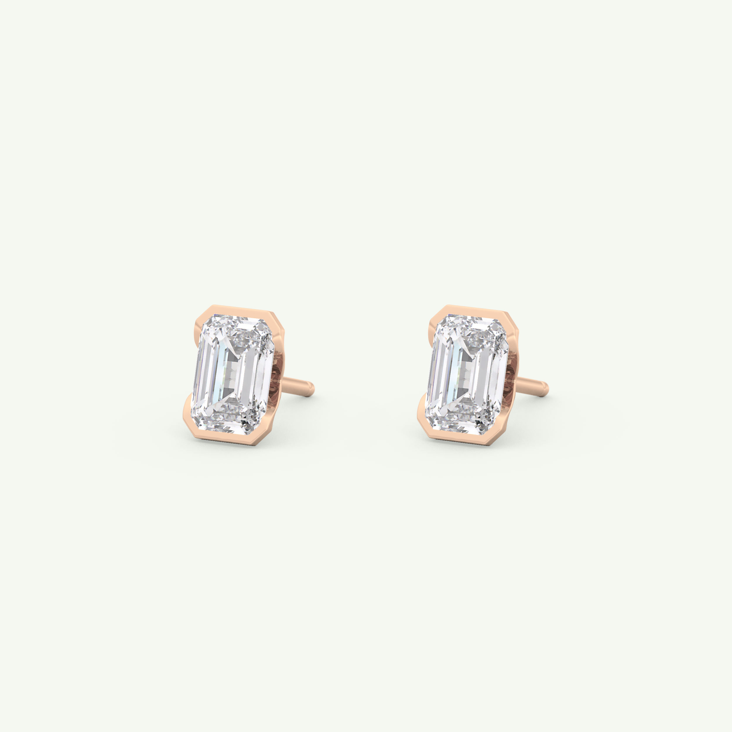 1 TCW Emerald Half Bezel Lab-Grown Diamond Stud Earrings 13