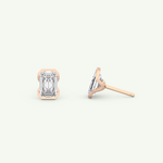 1 TCW Emerald Half Bezel Lab-Grown Diamond Stud Earrings 14