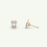 1 TCW Emerald Half Bezel Lab-Grown Diamond Stud Earrings 14
