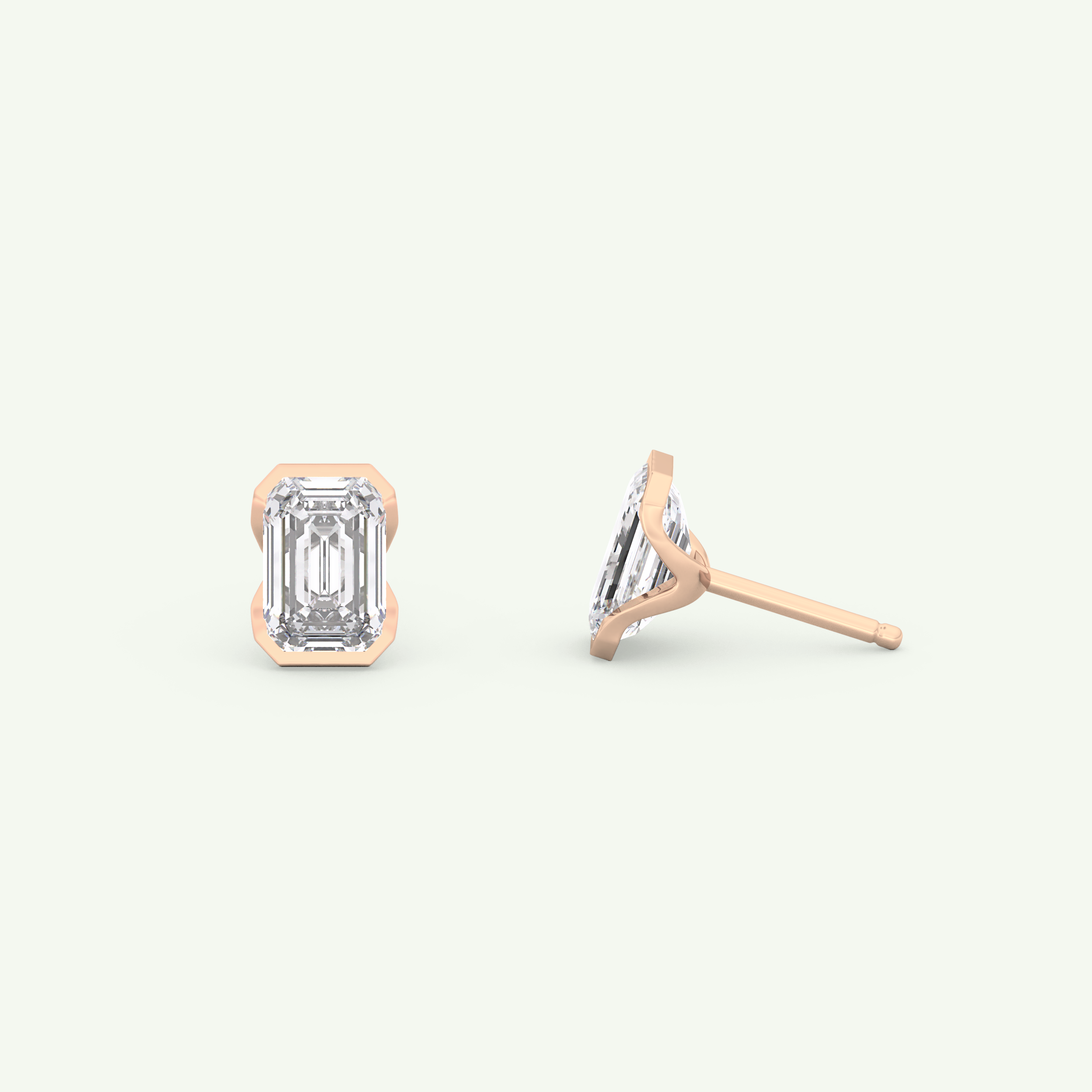 1 TCW Emerald Half Bezel Lab-Grown Diamond Stud Earrings 14