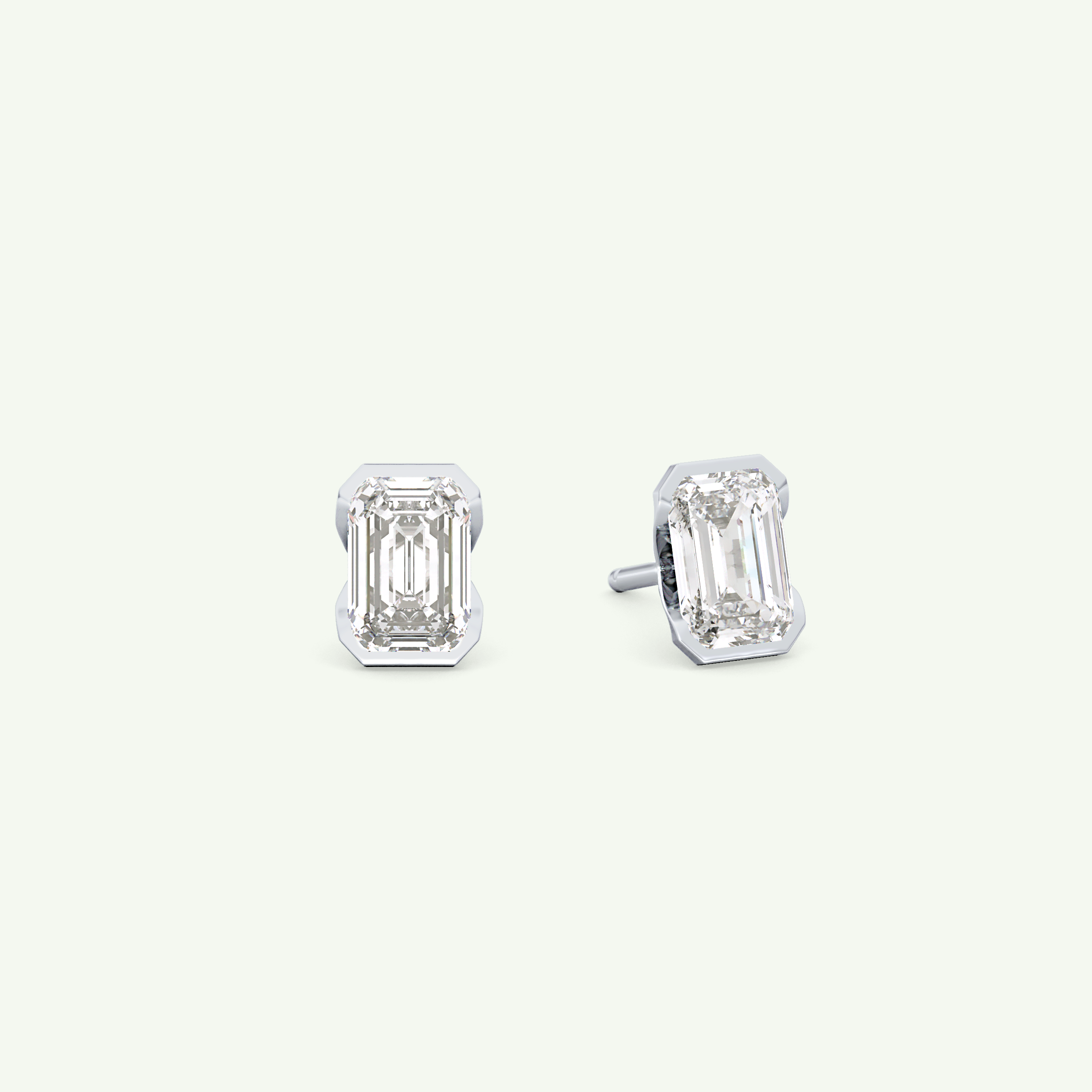1 TCW Emerald Half Bezel Lab-Grown Diamond Stud Earrings 15