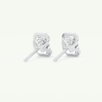 1 TCW Emerald Cut Moissanite Half Bezel Stud Earrings in Gold