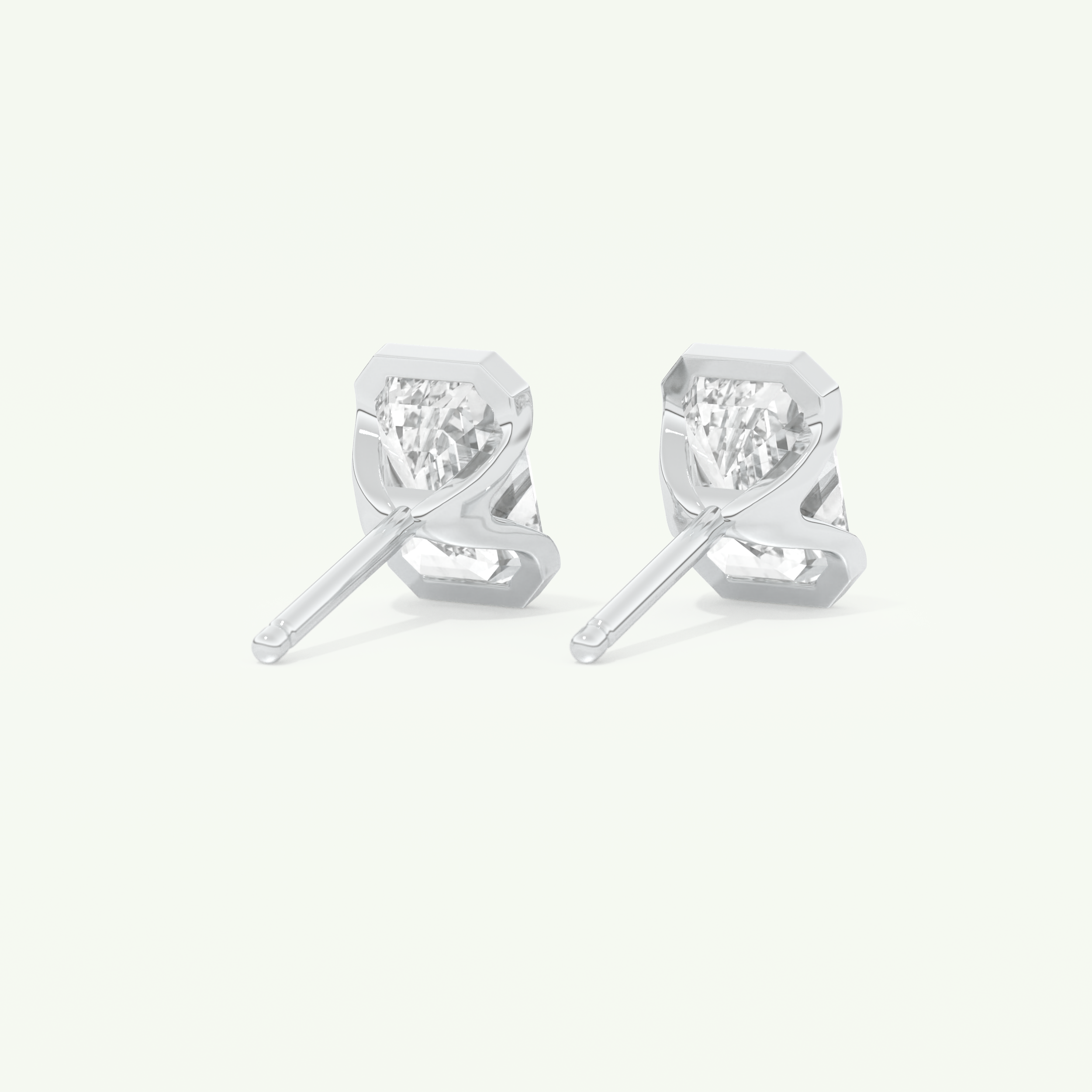 1 TCW Emerald Cut Moissanite Half Bezel Stud Earrings in Gold