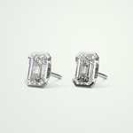 1 TCW Emerald Half Bezel Lab-Grown Diamond Stud Earrings 17