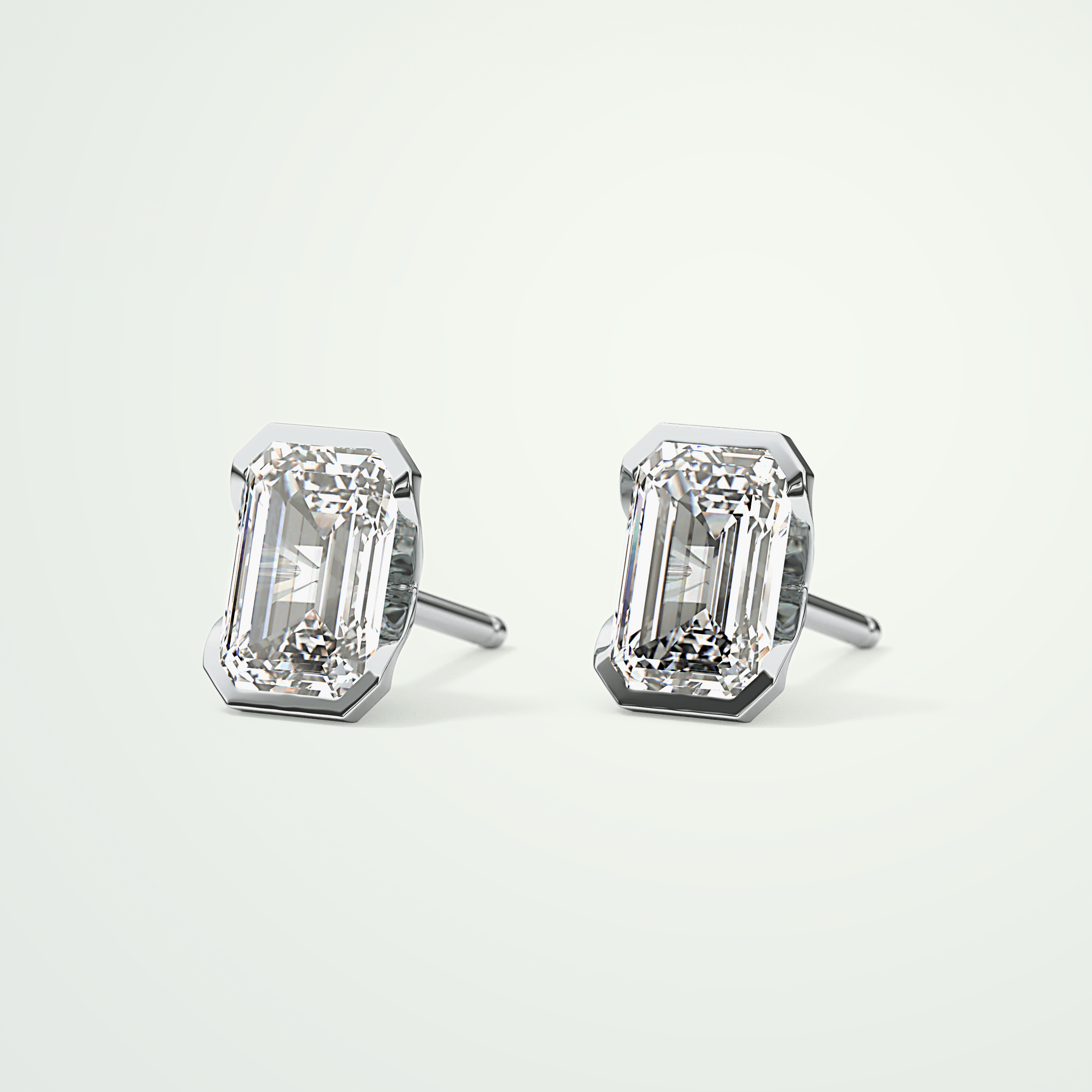1 TCW Emerald Half Bezel Lab-Grown Diamond Stud Earrings 17