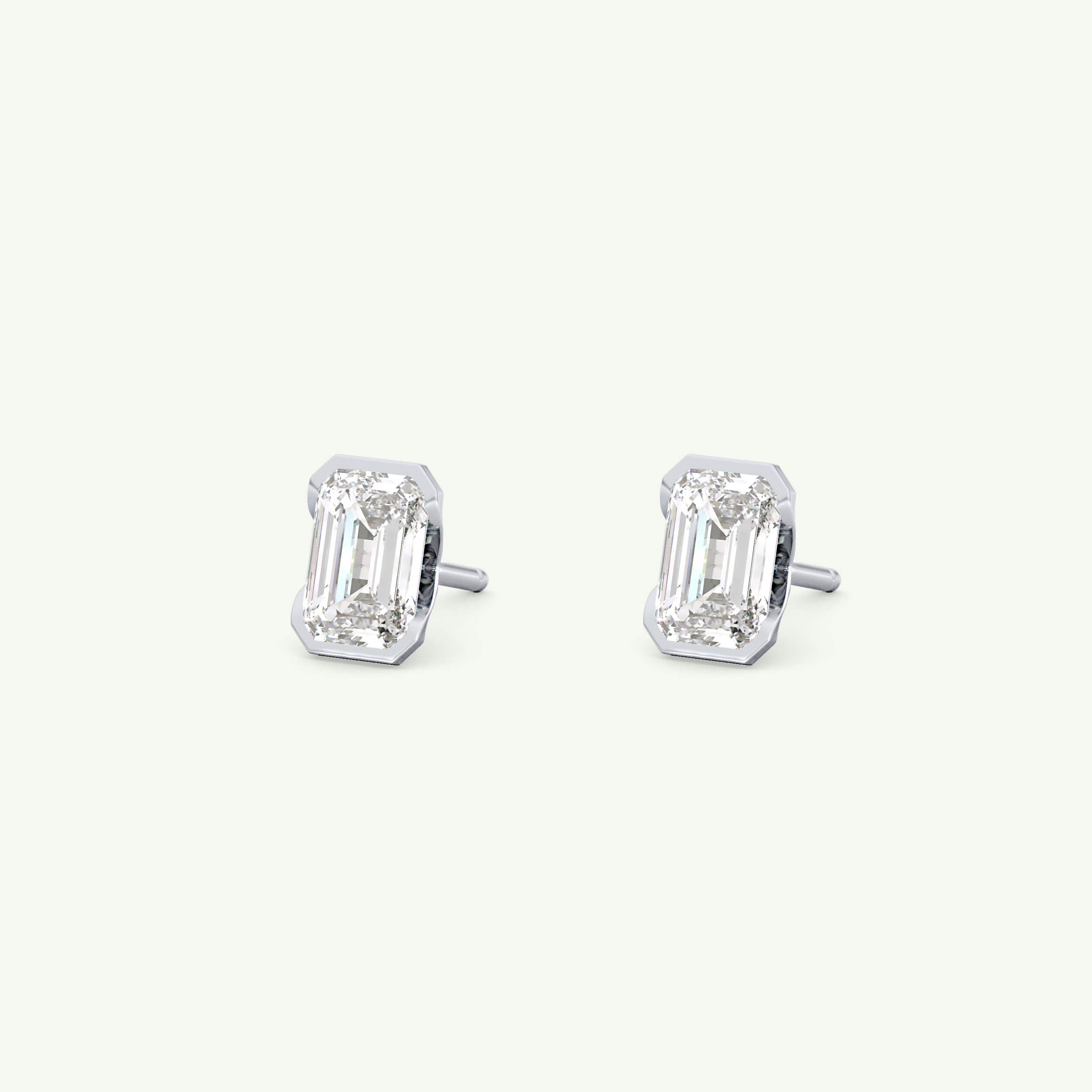 1 TCW Emerald Half Bezel Lab-Grown Diamond Stud Earrings 20
