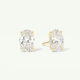1 TCW Oval Cut Moissanite Solitaire Stud Earrings in Gold