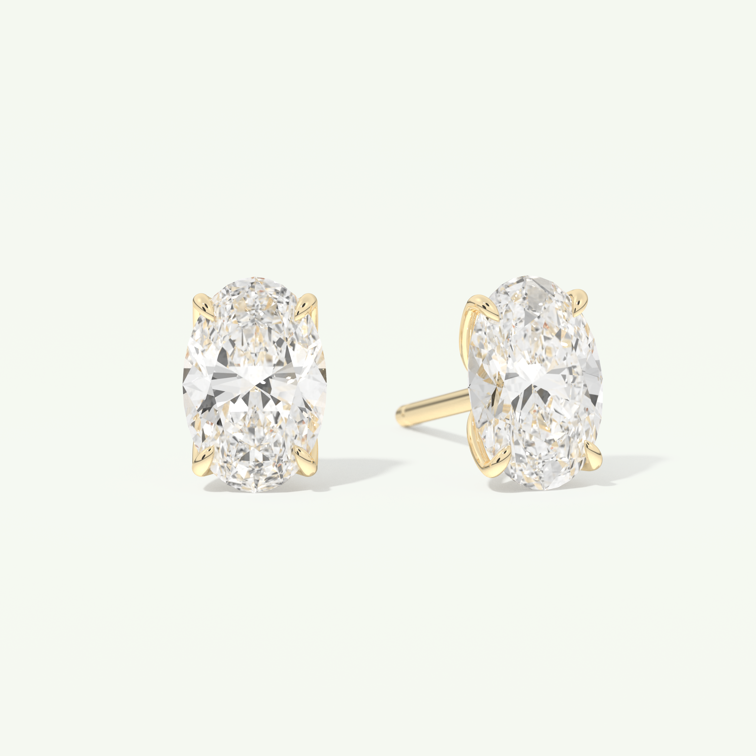 1 TCW Oval Cut Moissanite Solitaire Stud Earrings in Gold