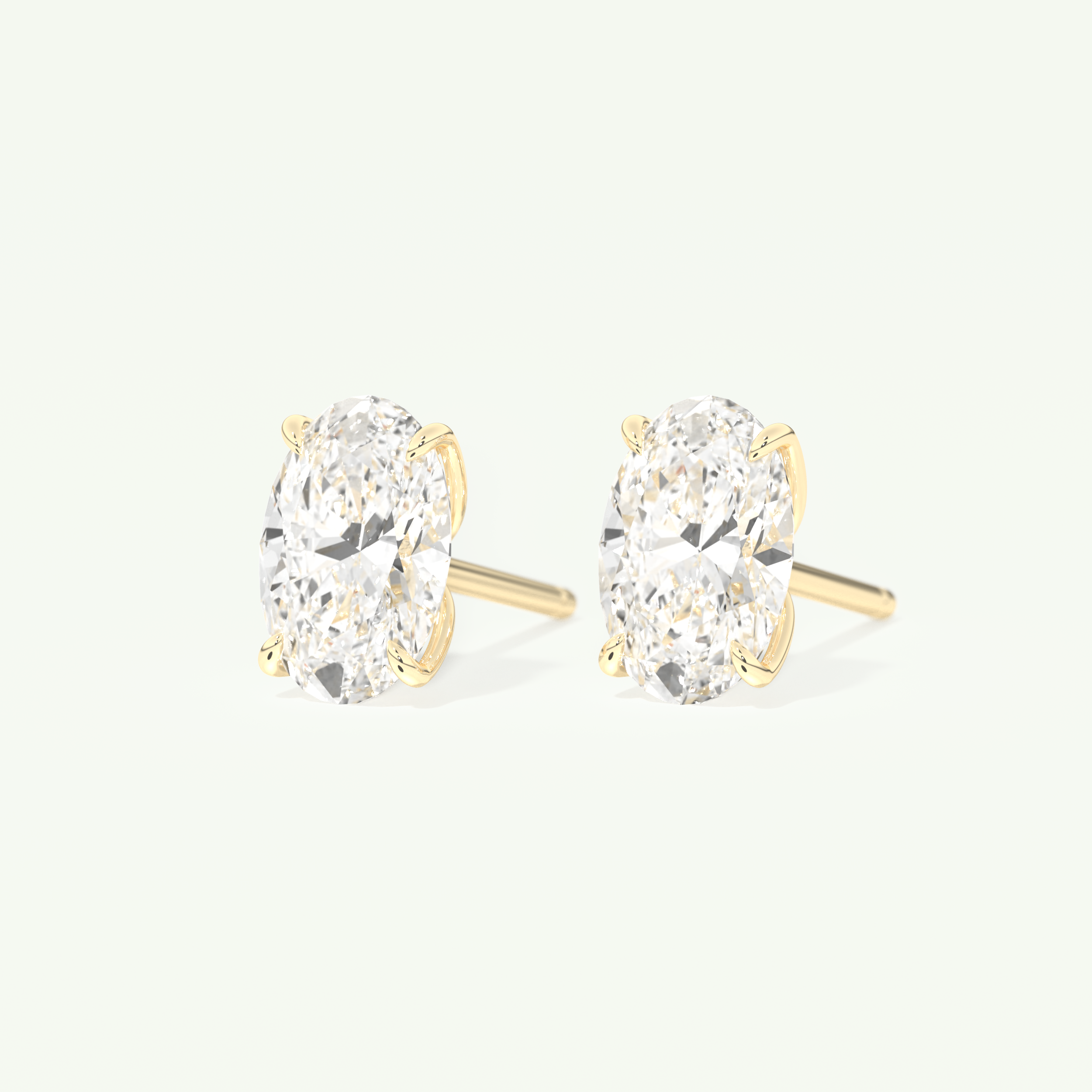 1 TCW Oval Cut Moissanite Solitaire Stud Earrings in Gold