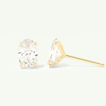 1 TCW Oval Cut Moissanite Solitaire Stud Earrings in Gold