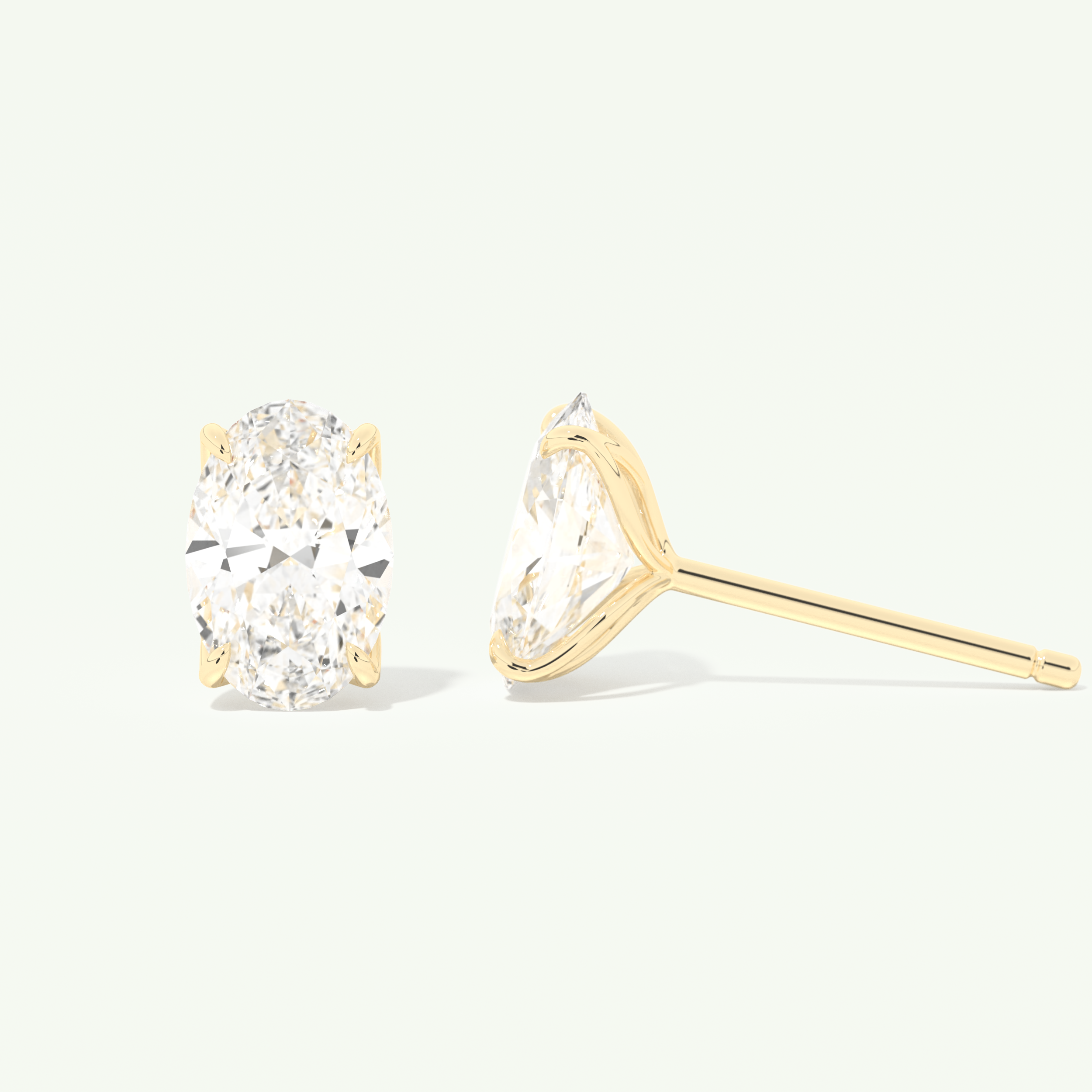 1 TCW Oval Cut Moissanite Solitaire Stud Earrings in Gold
