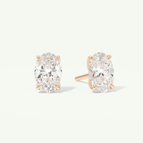 1 TCW Oval Cut Moissanite Solitaire Stud Earrings in Gold
