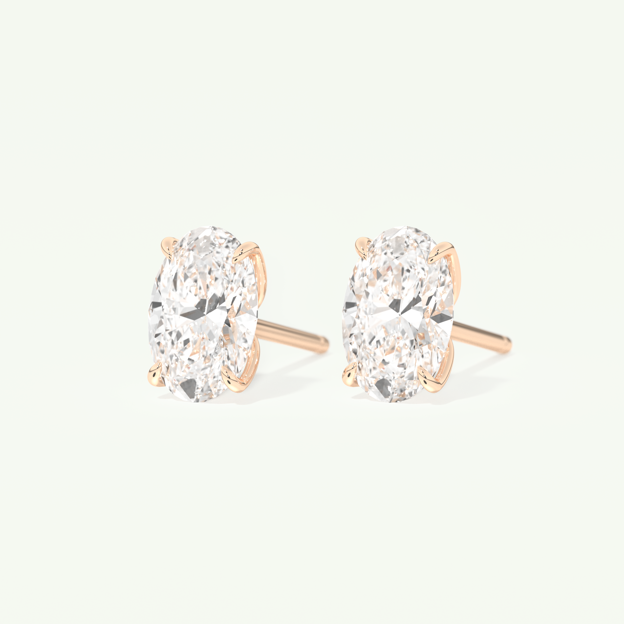 1 TCW Oval Cut Moissanite Solitaire Stud Earrings in Gold
