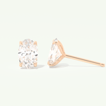 1 TCW Oval Cut Moissanite Solitaire Stud Earrings in Gold