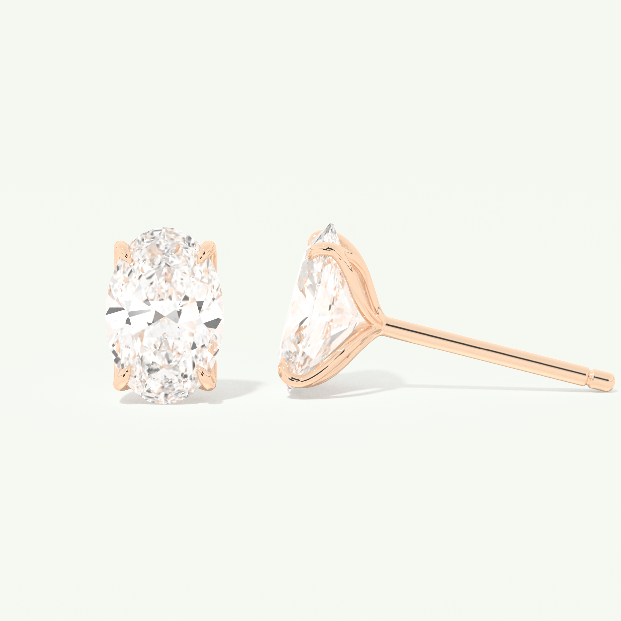 1 TCW Oval Cut Moissanite Solitaire Stud Earrings in Gold