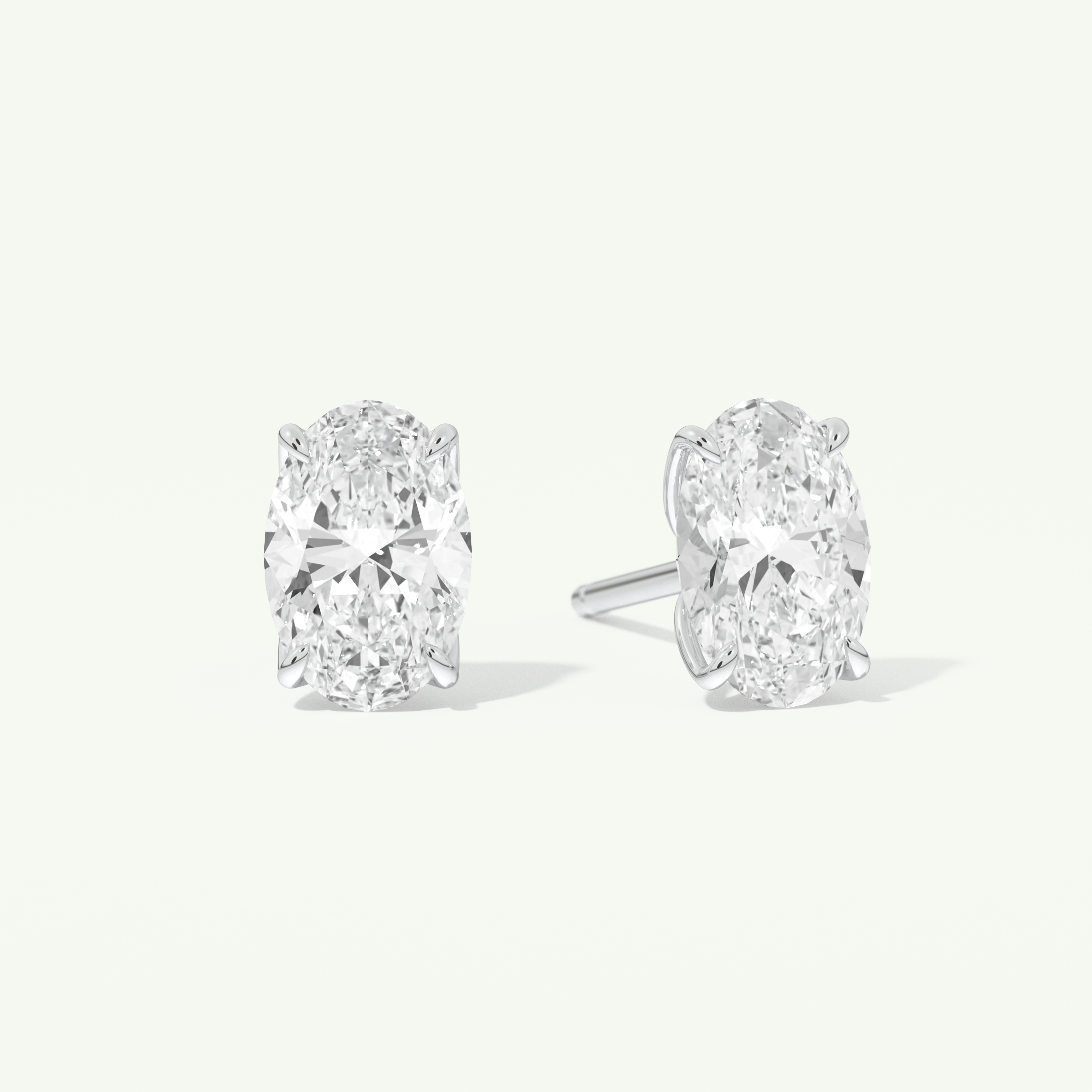 1 TCW Oval Cut Moissanite Solitaire Stud Earrings in Gold