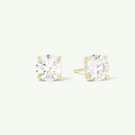 1 TCW Round Cut Moissanite Solitaire Stud Earrings in Gold