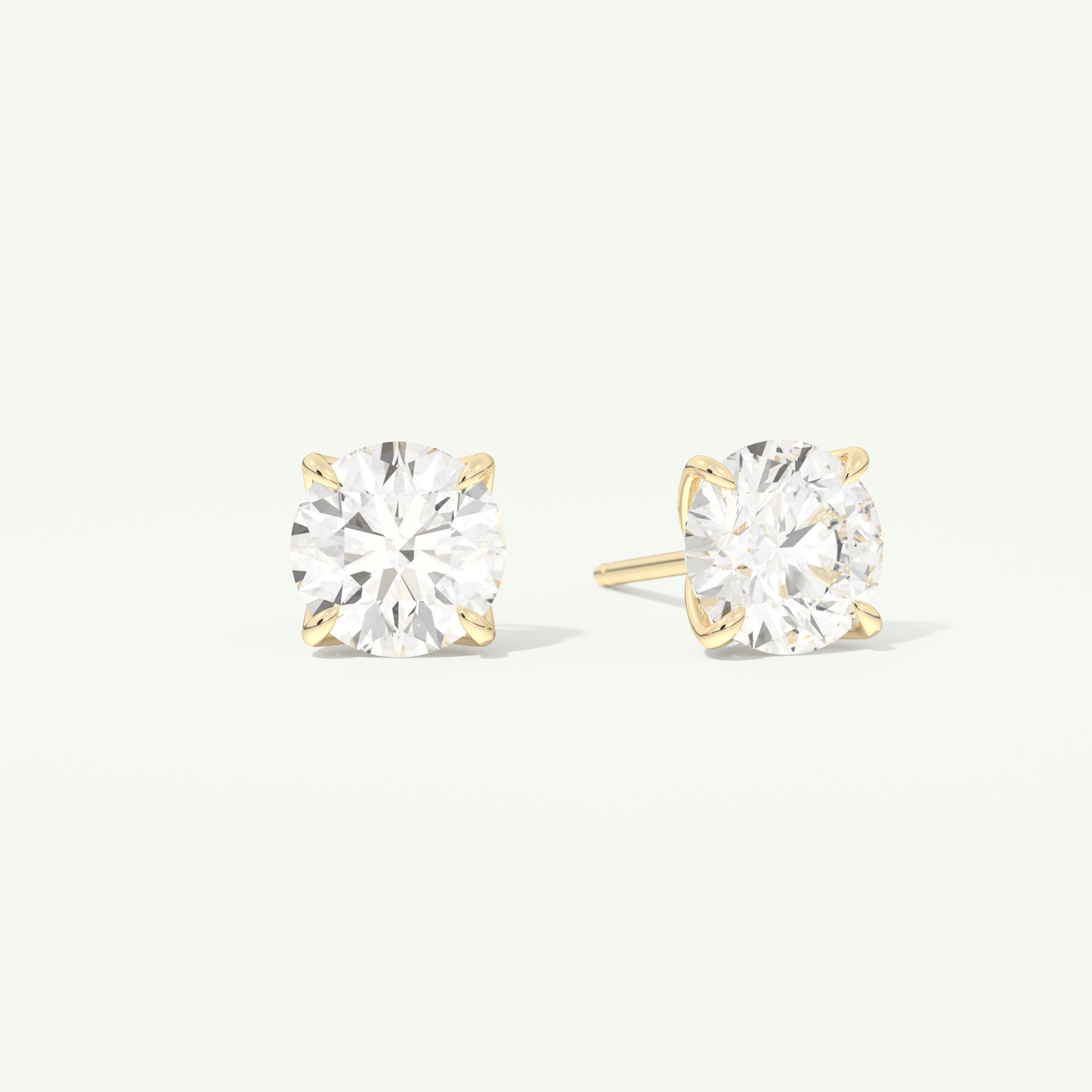 1 TCW Round Cut Moissanite Solitaire Stud Earrings in Gold