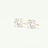 1 TCW Round Cut Moissanite Solitaire Stud Earrings in Gold