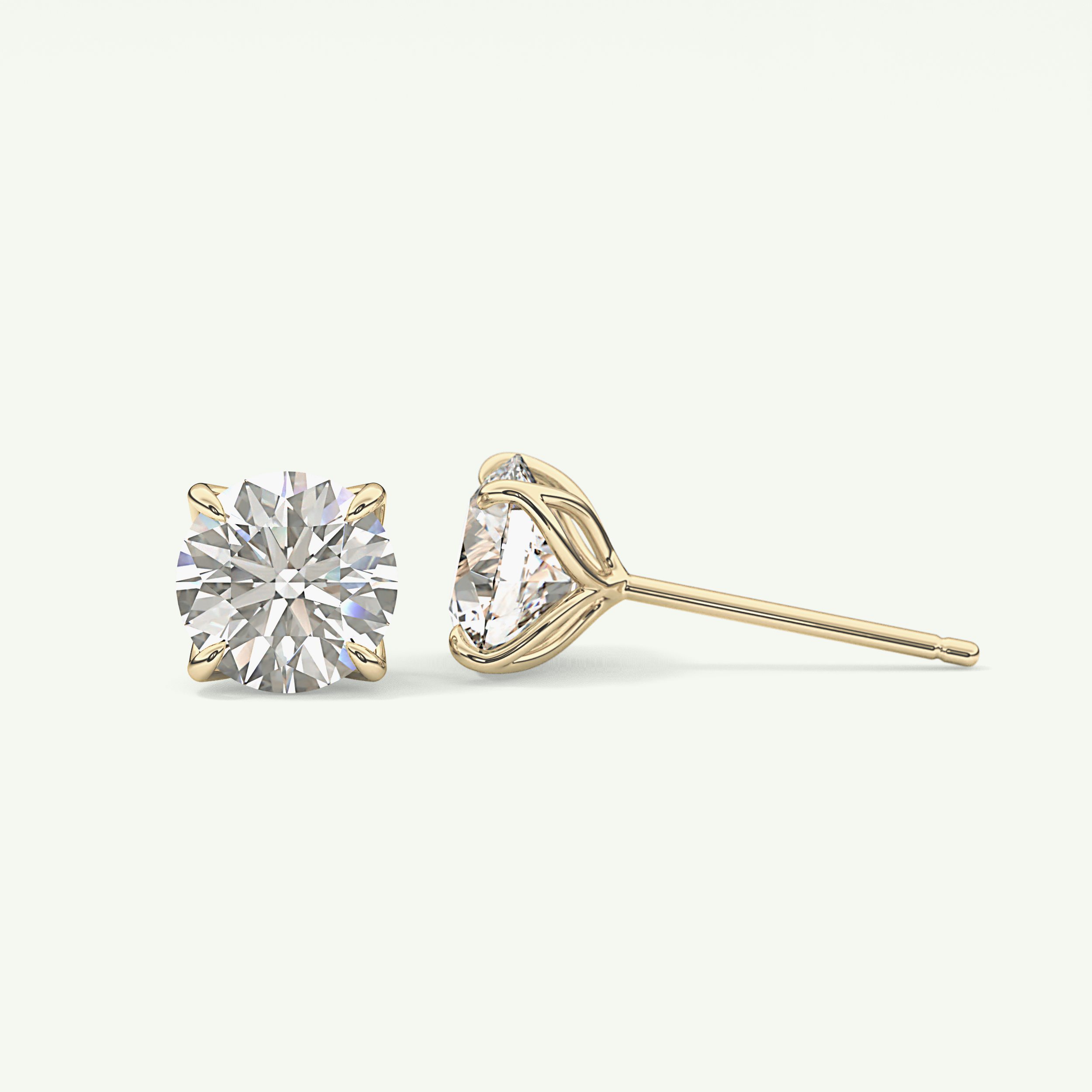 1 TCW Round Solitaire Lab-Grown Diamond Stud Earrings 4