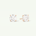 1 TCW Round Cut Moissanite Solitaire Stud Earrings in Gold