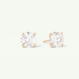 1 TCW Round Cut Moissanite Solitaire Stud Earrings in Gold