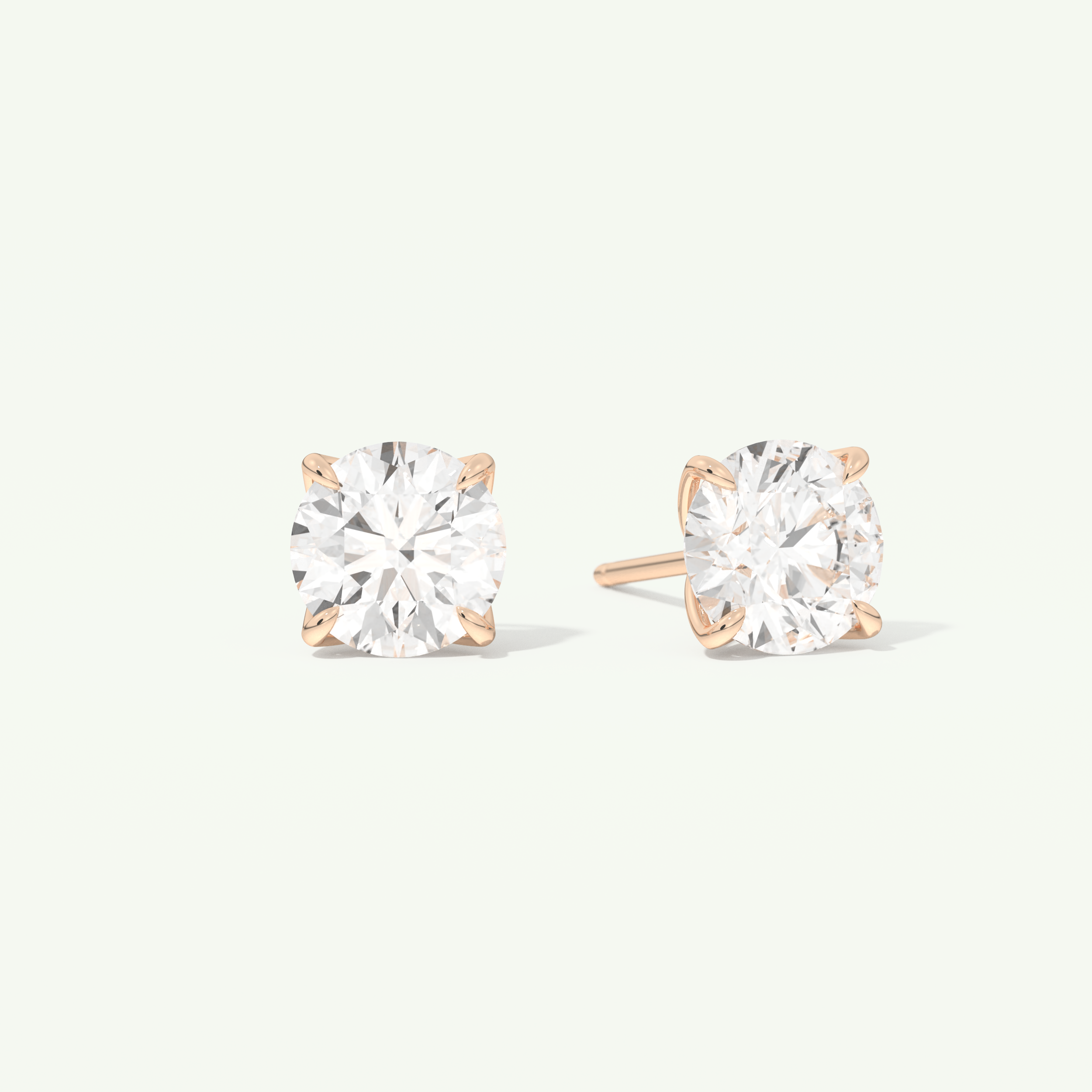 1 TCW Round Cut Moissanite Solitaire Stud Earrings in Gold