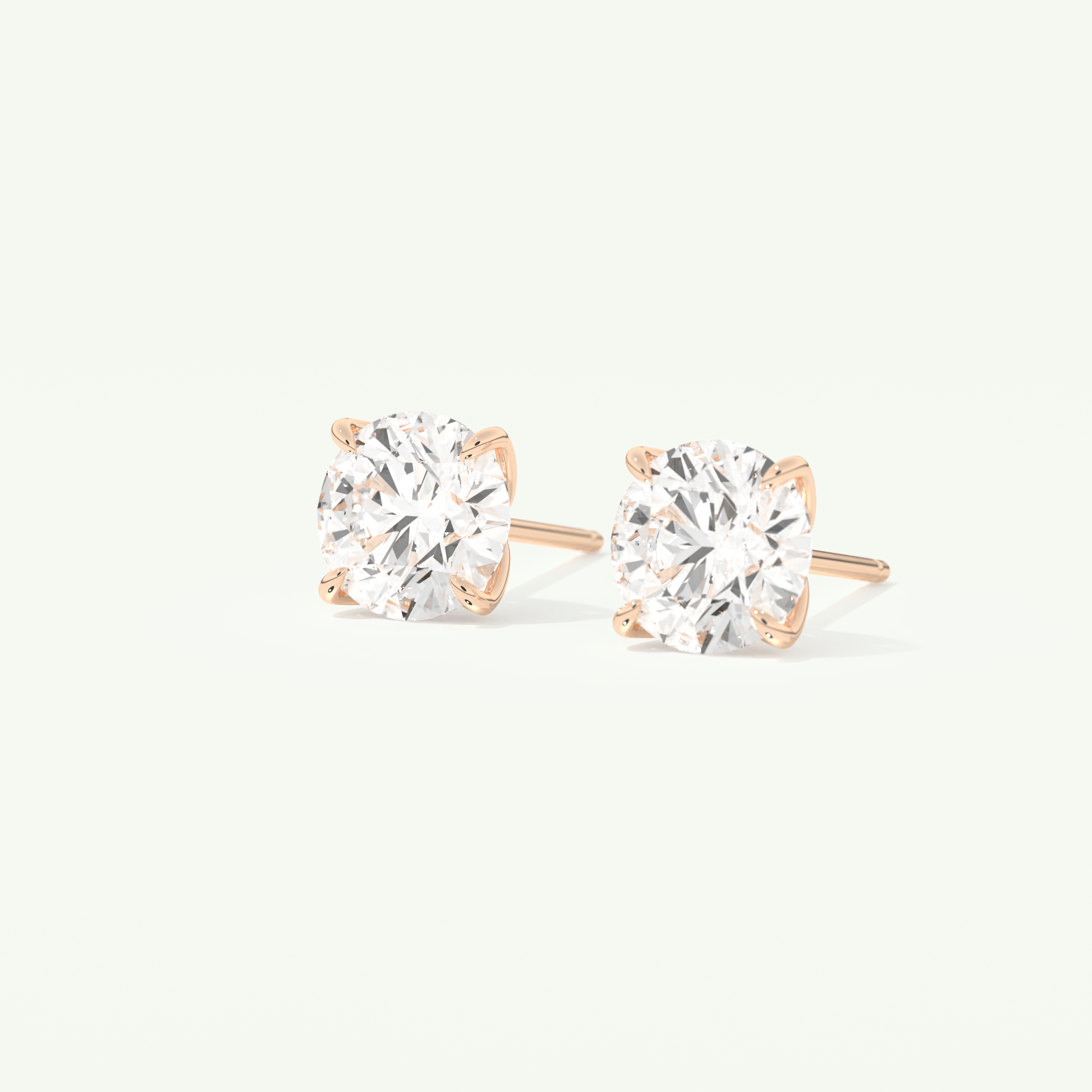 1 TCW Round Cut Moissanite Solitaire Stud Earrings in Gold