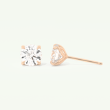 1 TCW Round Cut Moissanite Solitaire Stud Earrings in Gold