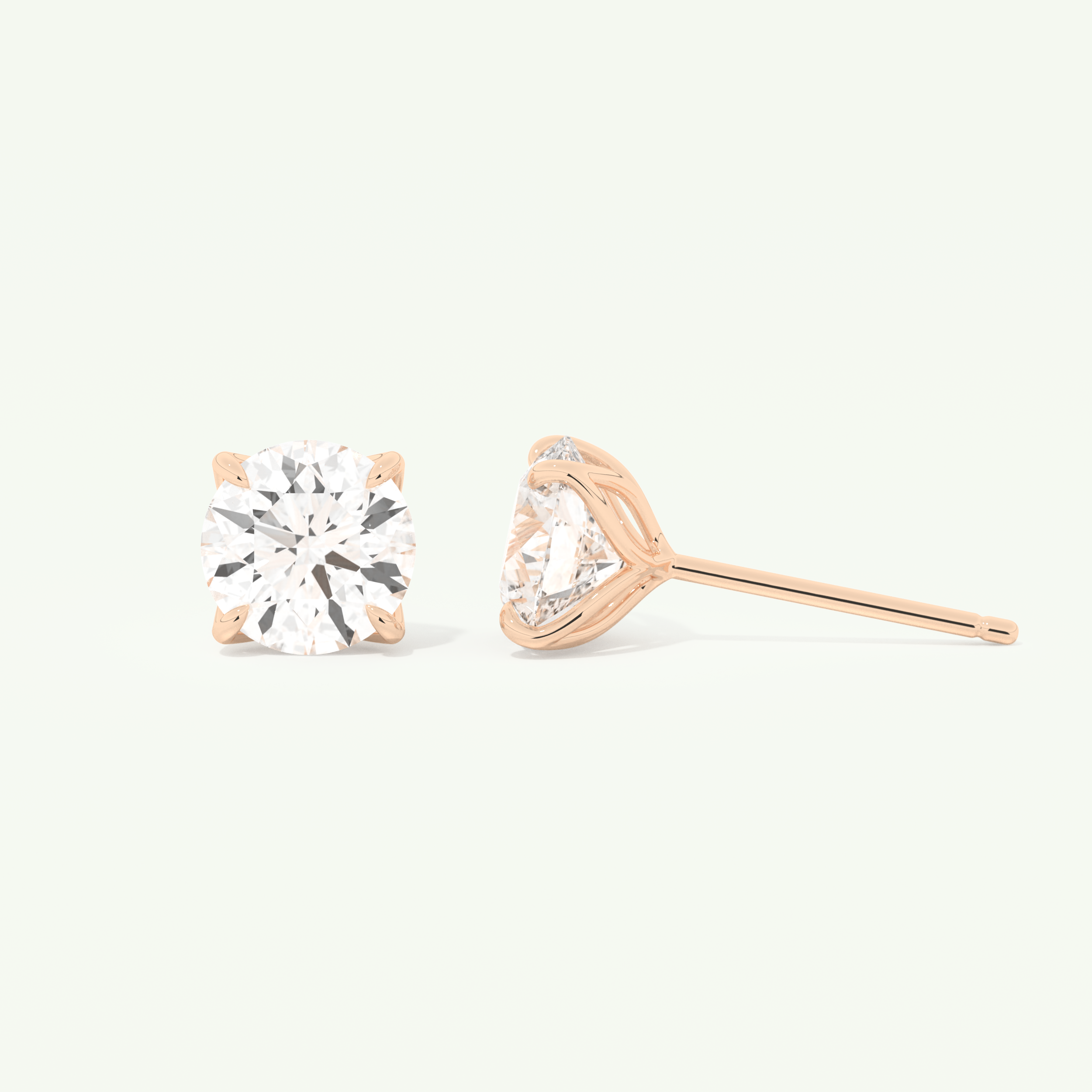 1 TCW Round Cut Moissanite Solitaire Stud Earrings in Gold