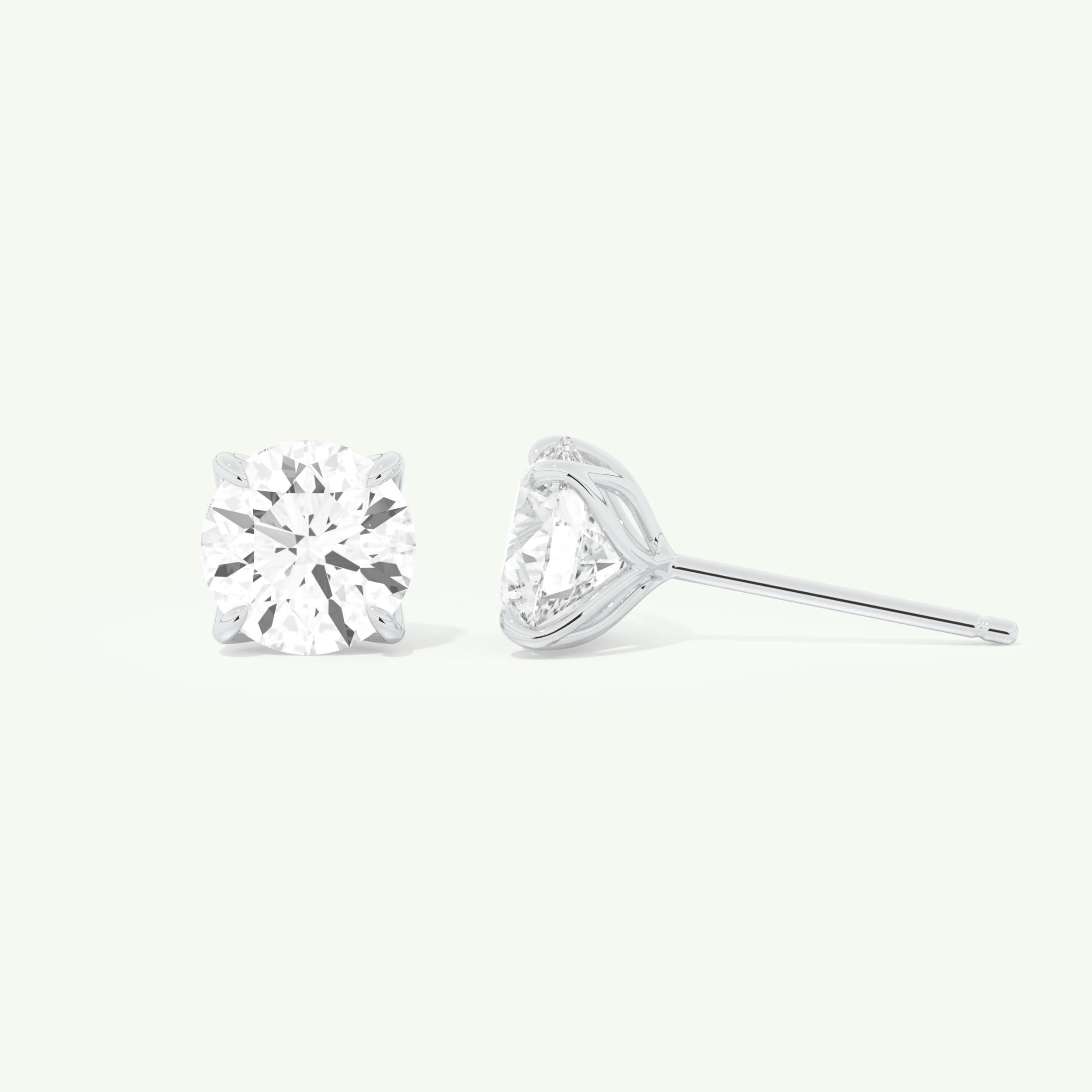 1 TCW Round Cut Moissanite Solitaire Stud Earrings in Gold