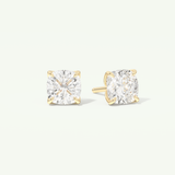 1 TCW Cushion Cut Moissanite Solitaire Stud Earrings in Gold