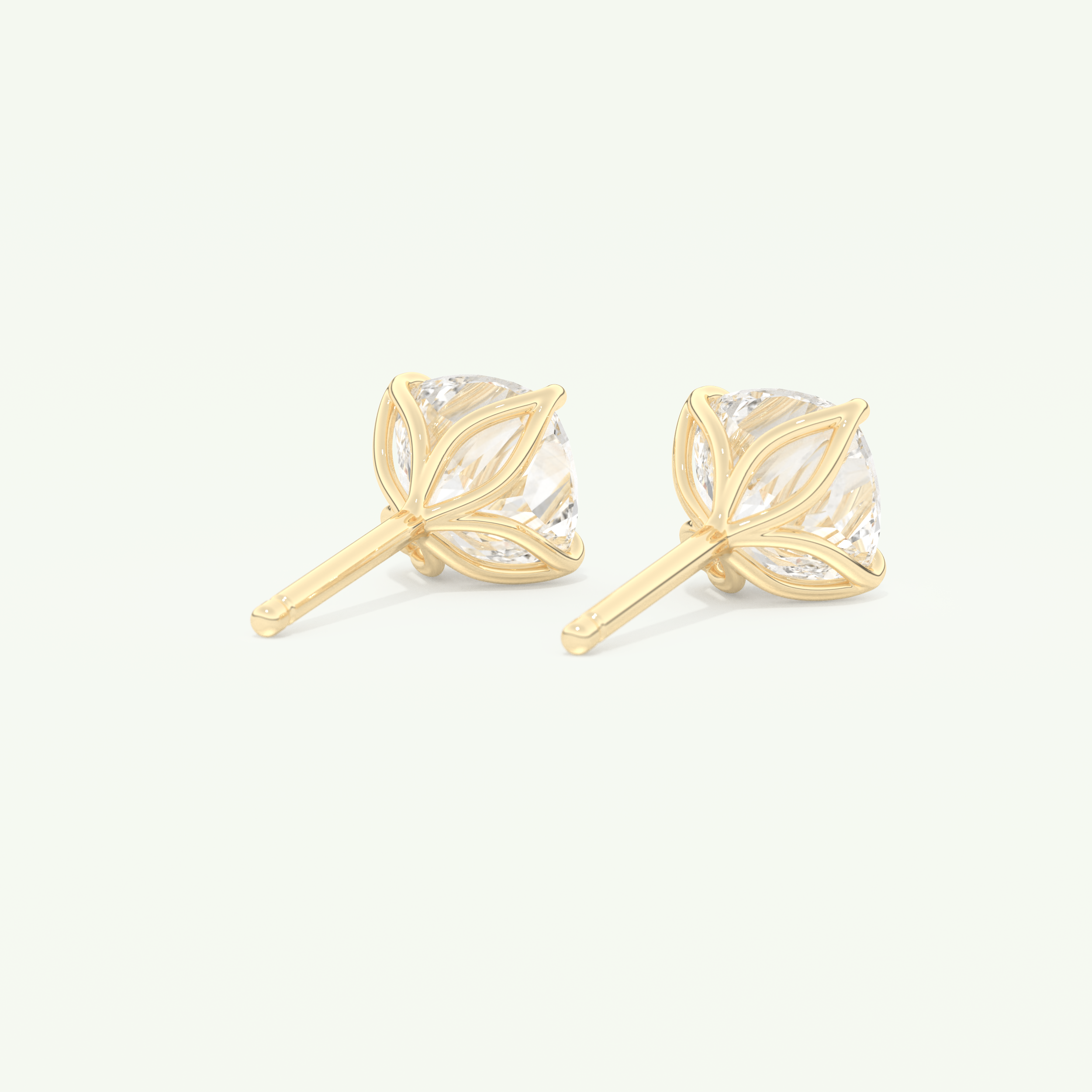 1 TCW Cushion Cut Moissanite Solitaire Stud Earrings in Gold